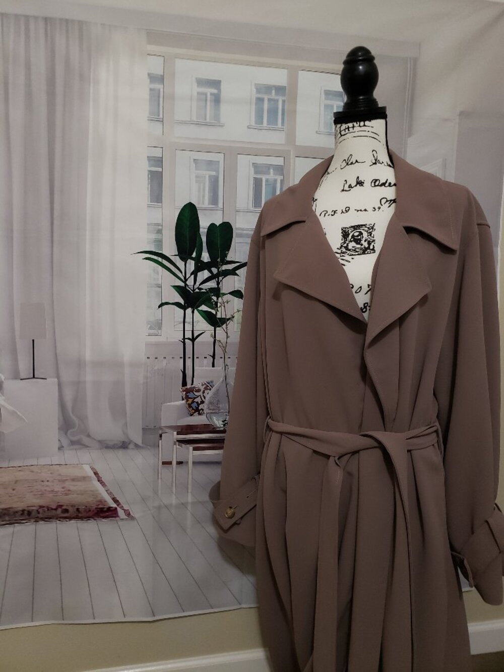 Versa Crepe Drape Oversized Trench Coat, size 18, Originally $180
